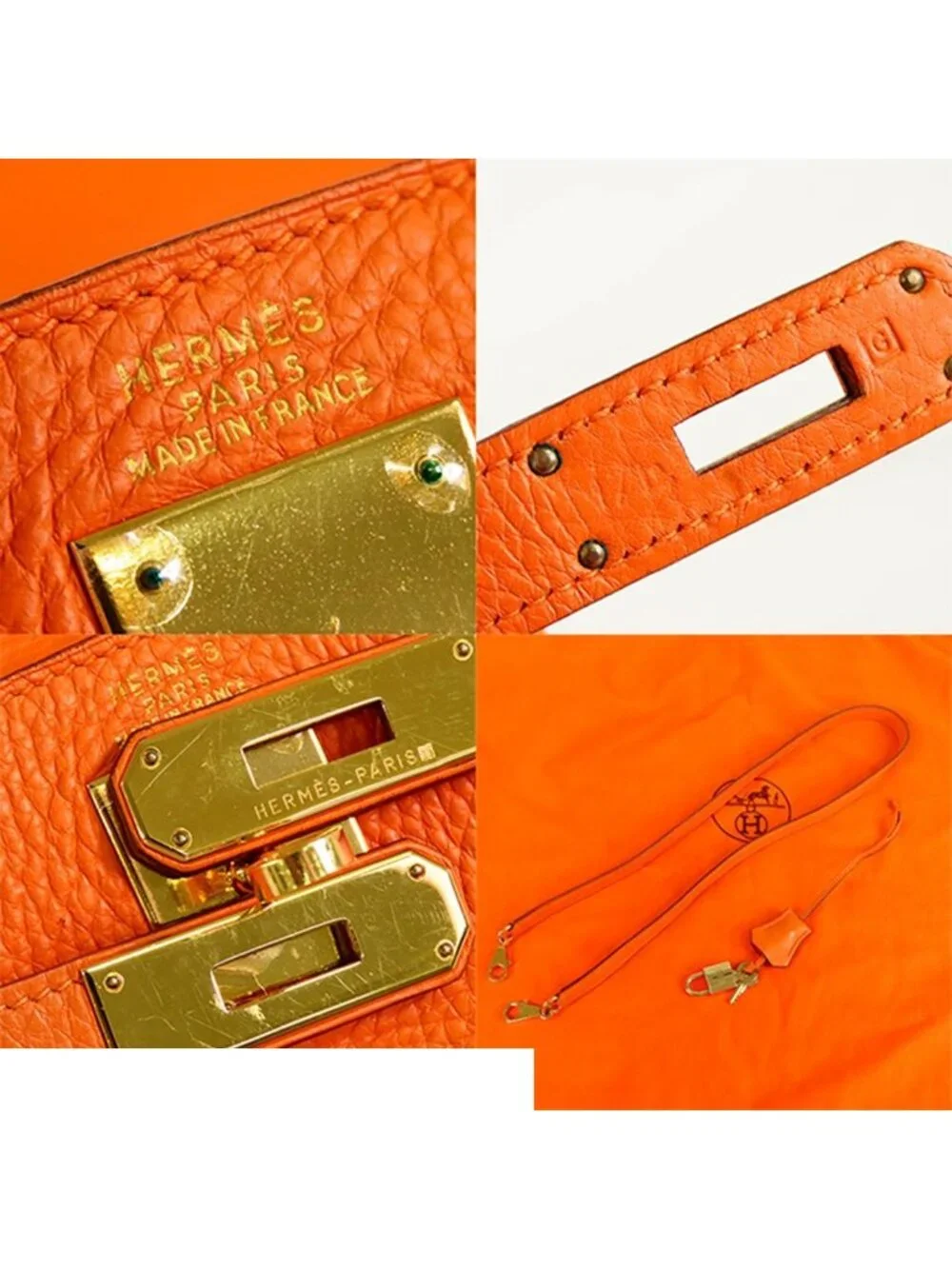 Hermes Kelly 32 Orange Gold Taurillon Internal Sewing 2-Way Shoulder Bag